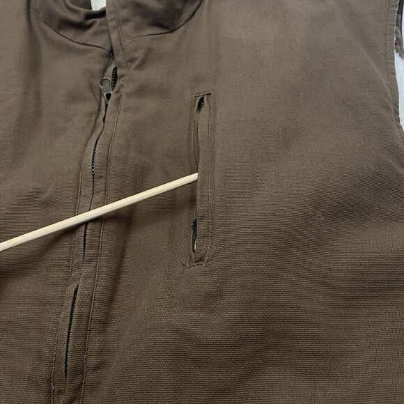Lightweight Canvas Brown Sherpa Fur Lined Vest Men's Size XXL Workwear Outdoor - Picture 5 of 11